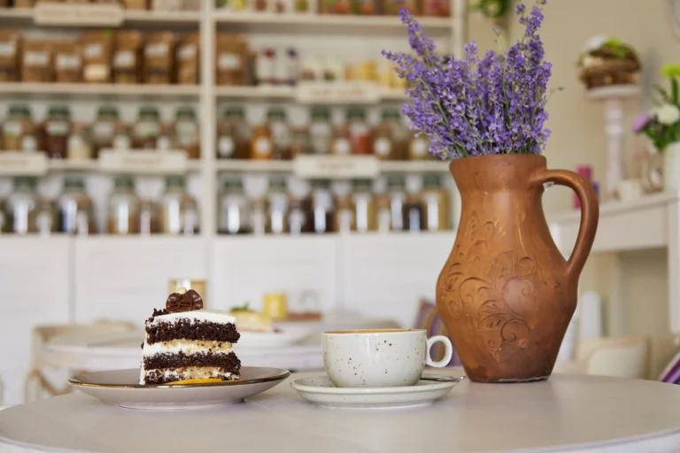 chocolate-piece-cake-cup-cappuccino-wooden-table-cafe-lavander-jug-aesthetic-coffee-time-time-yourself